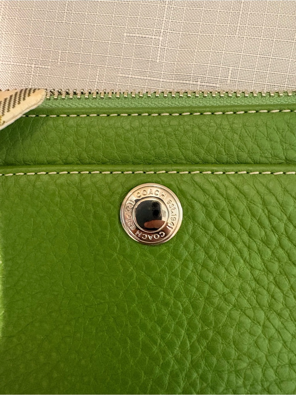 Coach Green Leather Wristlet with Scarf Accent - Picture 3 of 7